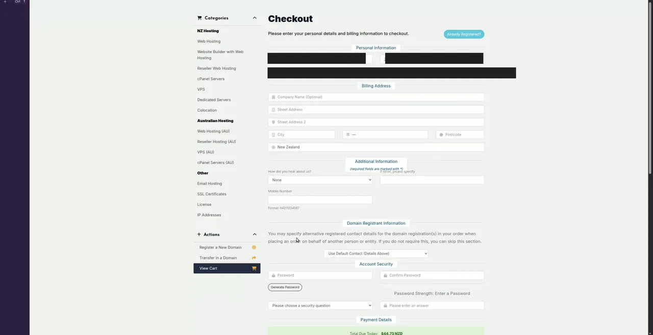 MyHost checkout order total